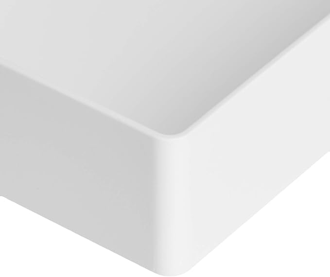 Amazon Basics Rectangular Plastic Desk Organizer with Storage Trays, Accessory Tray, Drawer Organizer, 9.4 x 6.7 x 2 inch, White (Pack of 2)