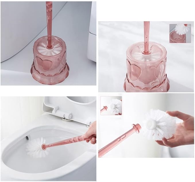 Toilet Cleaner Brush for Bathroom, Toilet Brush and Holder, Floor Standing Toilet Scrubber, No Dead Angle Home Cleaning Utensils Bathroom Accessories (Color : Pink) (Black)