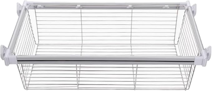 Closet Pull-Out Basket,Stackable Storage Bins,Stainless Steel Stackable Shelf Baskets Organizer,Adjusted Width for Bedroom Office Bathroom(36.22-38.18in)