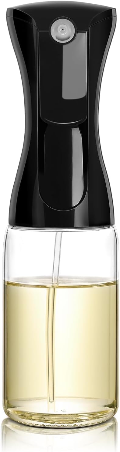 Mistifi glass Oliver Oil Sprayer for cooking, Spray bottle 6oz, Non-Aerosol Refillable Dispenser Oil Mister PS887 | Even Fan Spray,1g Portion Control,Anti-Drip Design,Easy Refill,Air Fryer,Salad & BBQ Friendly,Clear