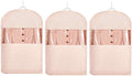 Space Saving Hanging Garment Bag with Self Compression Zipper，Dust Cover Clothes Bags for Down Coat,Dress,Suit，Closet Storage Organizer for Home Travel Use(Pink, Medium)