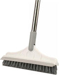 2 in 1 Cleaning Floor Scrub Brush Floor Brush Scrubber New Upgraded 53.5" Long Handle Grout Brush Scrape V-Shape Stiff Bristle Cleaning Brush with Squeegee 120°Rotating Tile Brush for Bathroom