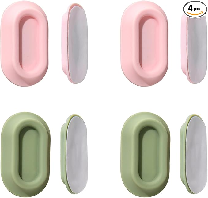 XYOFUN Magnetic Remote Control Holder Wall Mount - 4 Pcs Pink & Green | No Drill Self-Adhesive Organizer, For Air Conditioner & TV Remotes, Storage Caddy for Televisions Backside