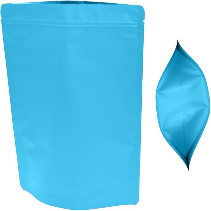 50PCS Smell Proof Resealable Pouch Bags,ULIFESTAR Aluminum Foil Flat Food Storage Bag,Sealable Pcsaging Zipper Pouches with Tear Notches for Pcsaging Lipgloss,Jewelry,etc(18*26cm/7.09*10.24",Blue)