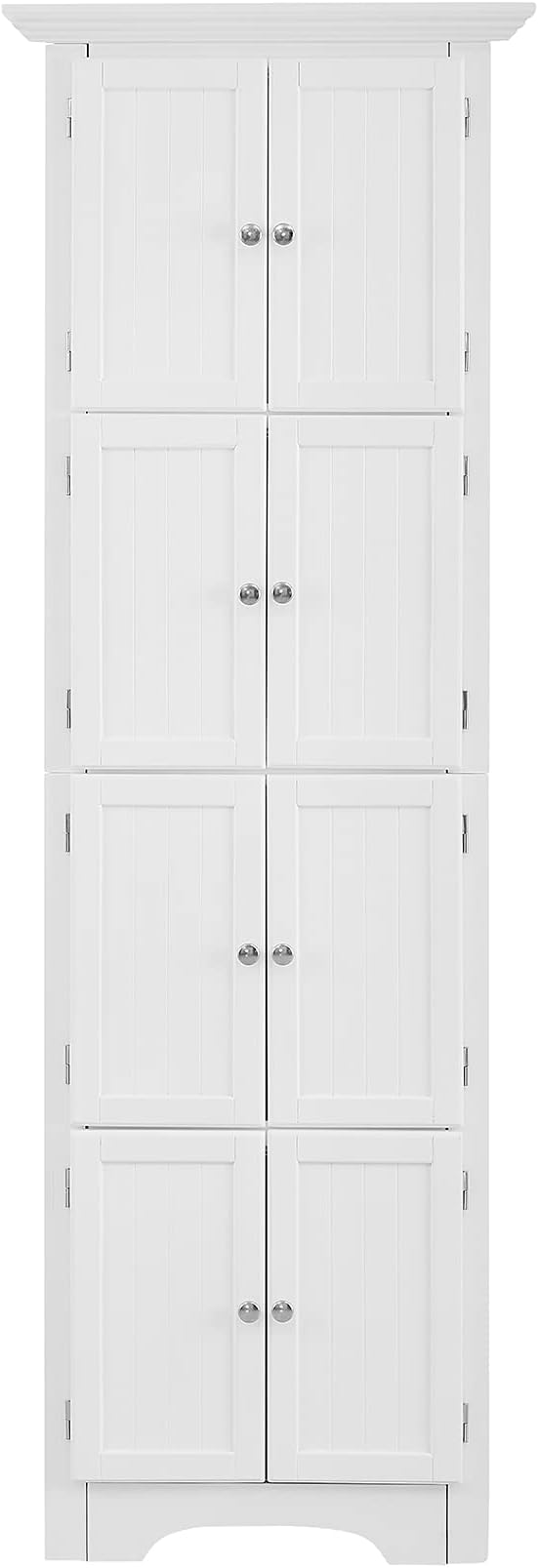 Tall Corner Bookcase Storage Cabinet with Doors and 4 Shelves, Freestanding Triangle Cabinet for Living Room, Kitchen, Office, Small Space, Floor Corner Storage Rack (White)