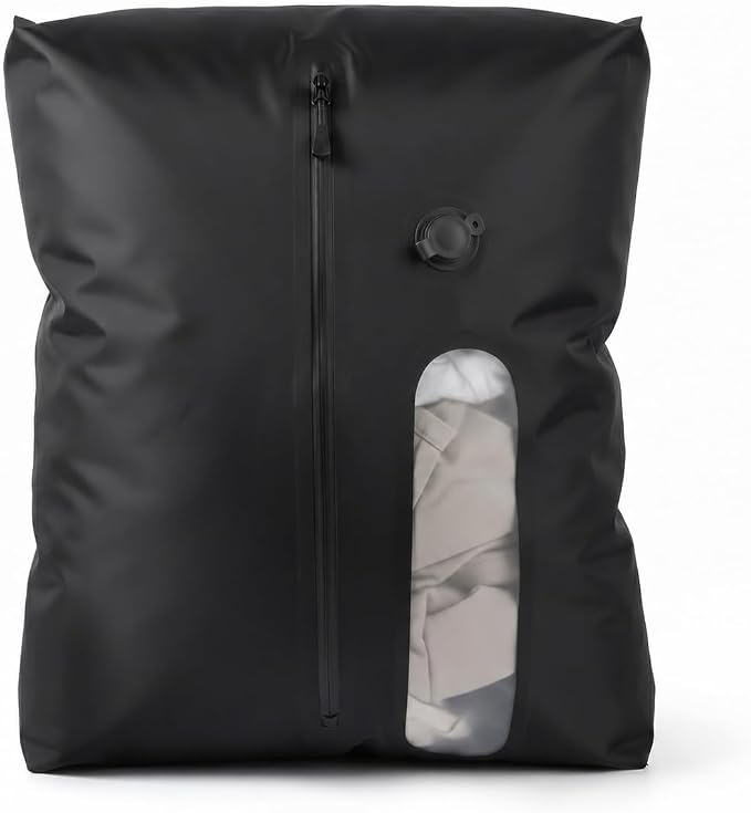 Travel Vacuum Compression Bag for Clothes, 32L Reusable Waterproof TPU Packing Organizer, Vacuum Bag for Suitcase & Carry-On, Fits Backpacks & Duffels (1 Bag, No Pump)