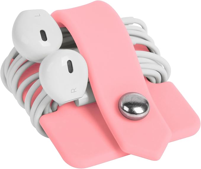 Cord Organizer Earbuds Holder Earphone Wrap Earphones Organizer Headset Headphone Earphone Wrap Winder Cord Manager Cable Winder Set of 3(Pink)