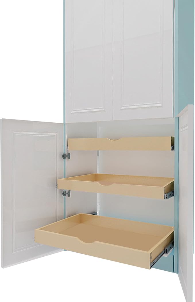 Couver Pull Out Drawers For Cabinets, 21"W x 21"D x 3"H Soft Close Slide Out Wood Shelves Storage Organizer for Kitchen, Finished, Heavy-Duty, Non-Assemble