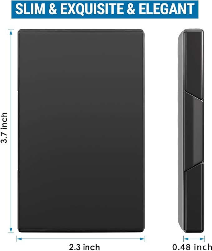 MaxGear Stainless Steel & ABS Business Card Holder, Slim Card Case, Black | Buckle Closure, Fits Standard Business Cards and Credit Cards