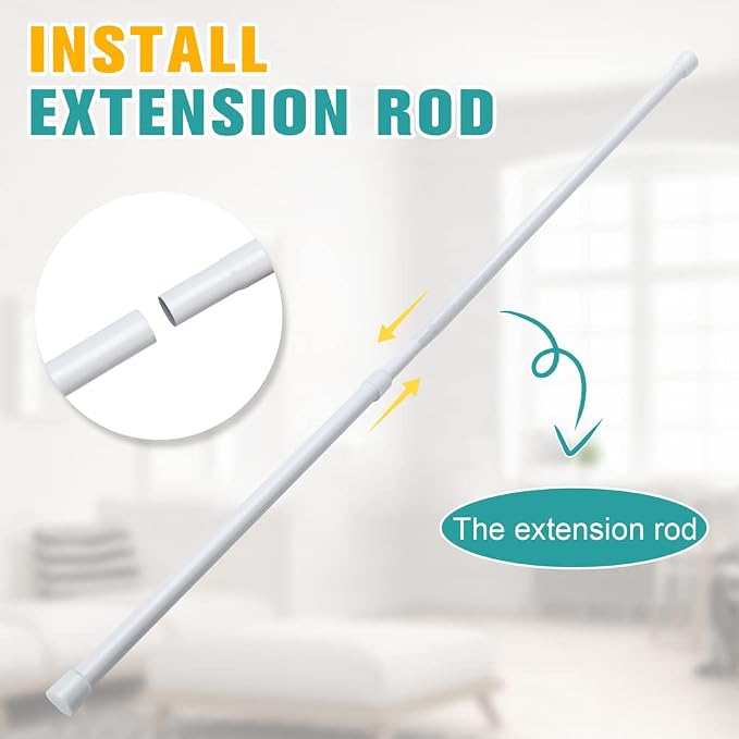 Spring Tension Curtain Rods 2 Pack, 28-48 Inch White Adjustable No Drill Pressure Rod for Windows, Thin Expandable Small Tension for Bathroom, Kitchen