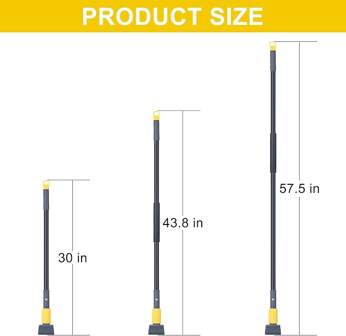 KeFanta Metal Mop Handle Commercial Heavy Duty,58" Industrial Mop Stick with Jaw Clamp,Wet Gripper Mops Head Replacement Holder for Floor Cleaning(2 Pack)
