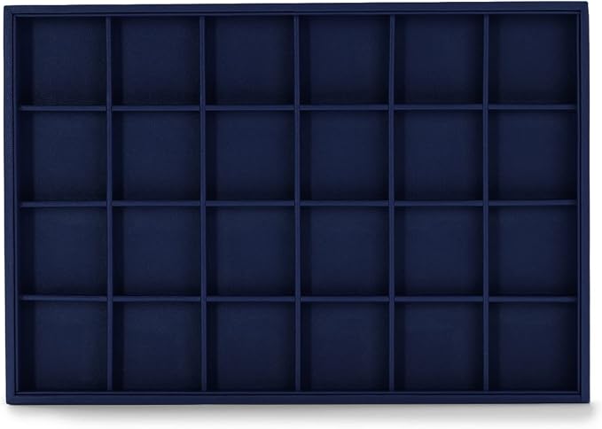Oirlv Stackable Premium Leather Jewelry Trays 24 Grid Jewelry Organizer for Drawer Rings Earrings Holder Organizer