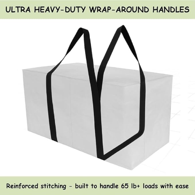 XL Moving Bag – 27"×14"×15.5" (25.4 Gal) Heavy-Duty Collapsible Storage Tote Zipper Lid & Tag Pocket — 2-Pack for Moving, College/Dorm