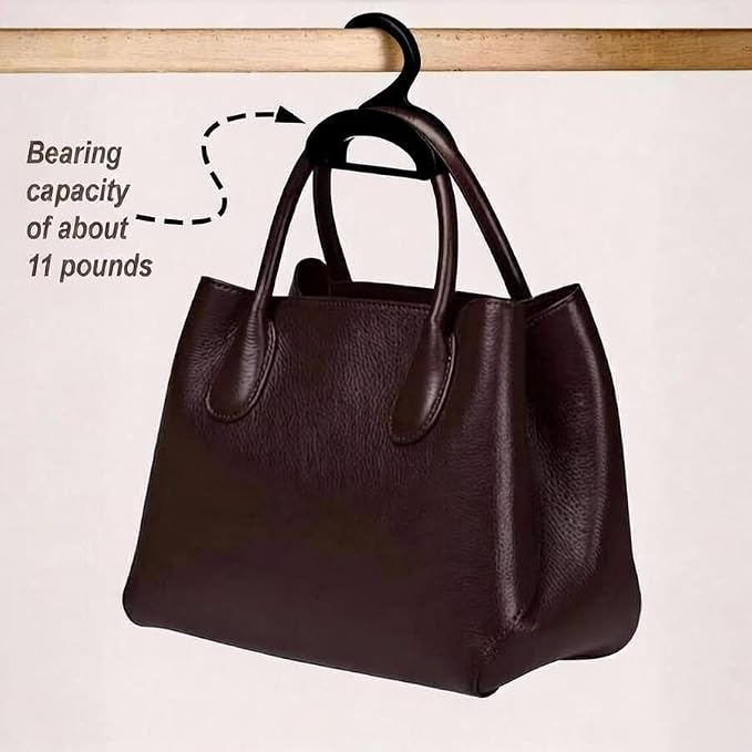 5 Pack Bag Hangers, Purse Hangers for Closet, Hooks for Organizer and Hanging Bags Handbags Belts, Multiple Units Can Be Used in Series (Black)