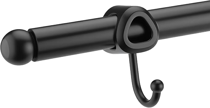 Valet Rod for Closet Pull Out with Hooks, Easy To Install (Black, 14 Inch)