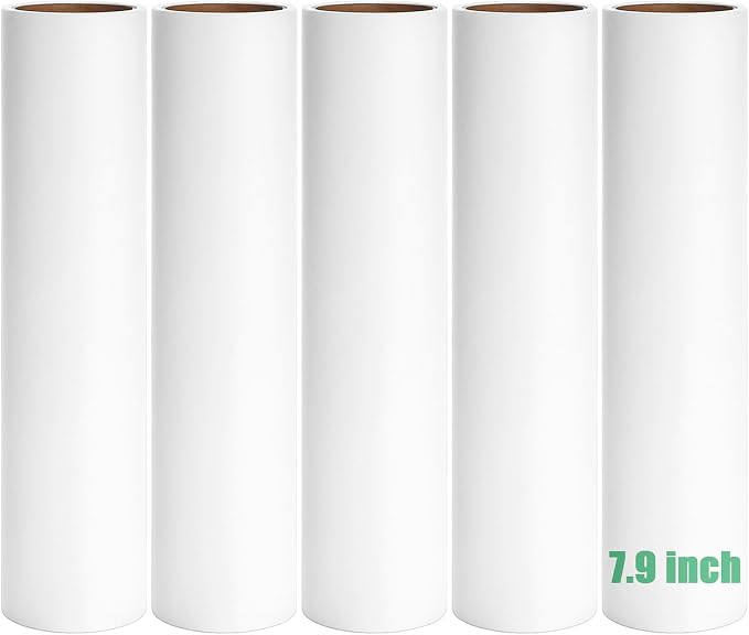 7.9 inch Lint Roller Refills Only, Extra Sticky Tape Roller Refills for Large Floor Lint Roller 7.9'' Width Sticky Roller Replacment Refill Pack of 5 Rolls, Total 300 Sheets (7.9'' Wide)