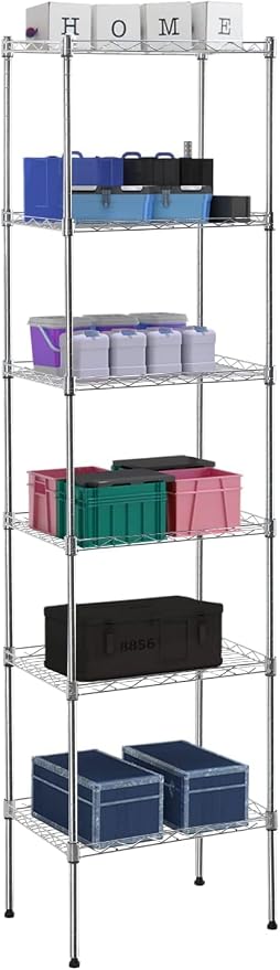Meet perfect 5-Tier Metal Storage Shelving Unit, 47.6" H x 16.7" W x 11.8" D Adjustable Wire Shelf Organizer, 750 lbs Max Load Heavy Duty Standing Rack for Kitchen, Pantry, Garage, Office