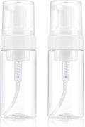 Foam Pump Bottle 4oz 2 Pack Small Plastic Refillable Foaming Bottles | Empty Leak Proof Foaming Soap Dispenser for Shampoo, Hand Soap, Body Wash, Face Wash (120ml)
