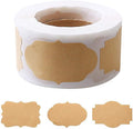 300 Pcs Self-Adhesive Gift Tags Name Jar Labels Stickers, 1 x 2 in, Brown | Waterproof vinyl, matte writable surface, peel-and-stick, removable, lace design for jars, bottles, gifts and crafts