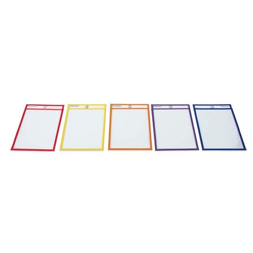 hand2mind Reusable Clear-Vu Dry Erase Pockets for Students, Dry Erase Office Supplies, Teacher Supplies for Classroom, School Supplies, Classroom Supplies (Pack of 5)