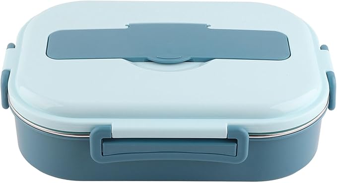 POCREATION Stainless Steel Lunch, Stainless Sel Luh 4 Compartment Leakproof Container, Stainless Sel With Spoons & Chopsticks, Portable 51 With Soup Bowl – Blue