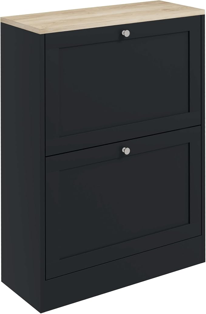 HOMCOM Shoe Cabinet with 2 Flip Drawers, Narrow Slim Shoe Rack, Black | Freestanding, Storage Cabinet, for Entryway, Hallway