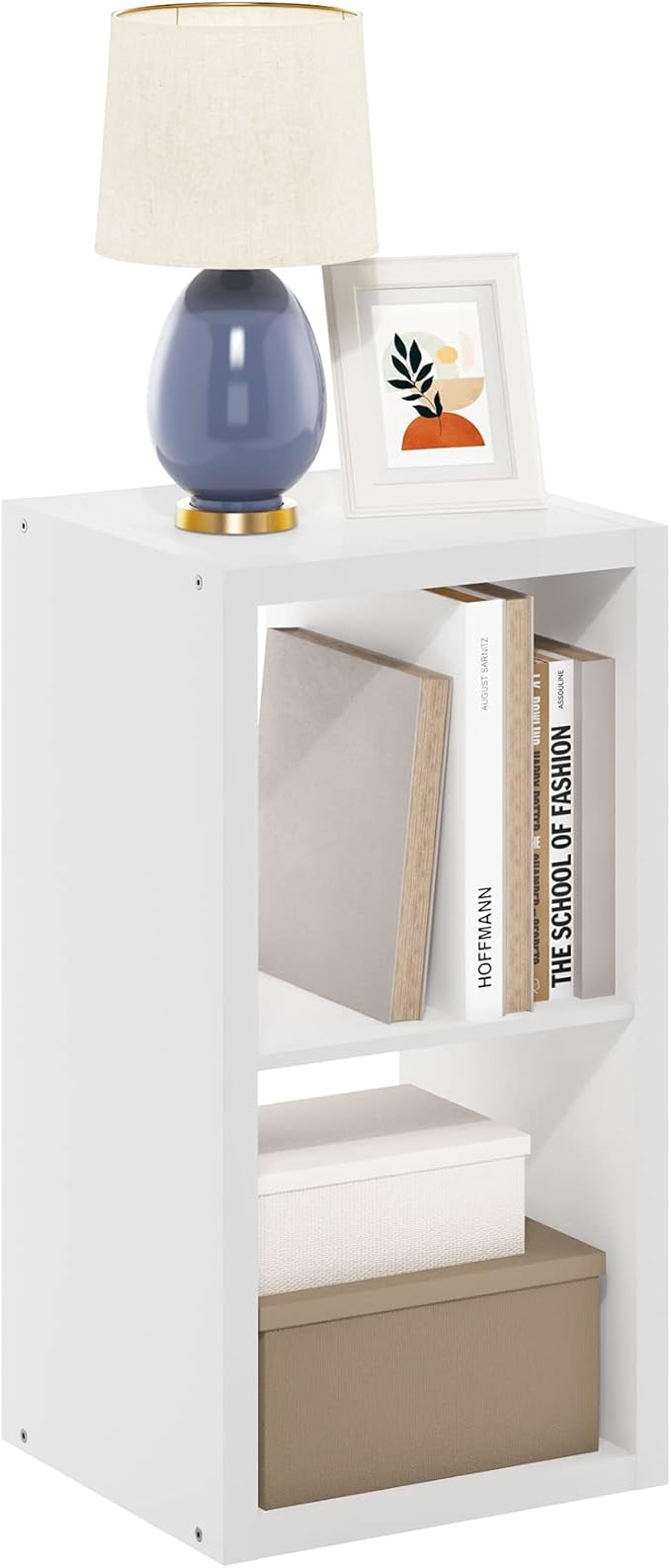 Furinno Cubicle Open Back Decorative Cube Storage Organizer, 2, White | 14.6" x 16" x 30", Horizontally & Vertically Reversible Bookcase with Open Back, for Living Room, Bedroom, Home Office