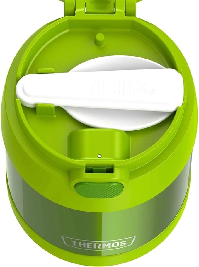 THERMOS FUNTAINER Insulated Food Jar, 10 Ounce, Kid Friendly Food Jar with Foldable Spoon, Lime
