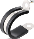 OURU 50PCS Cable Clamps 1 Inch 304 Stainless Steel Cable Clamps Rubber Coated Cushioned Insulated Cable Clamp,Automotive Wire Clamps,Pipe Clamps,Metal Clamp for Tube,Wire Cord Installation(25mm)