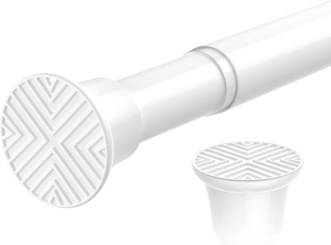 White Tension Curtain Rods for Windows 23 to 46 Inch, Expandable Adjustable Spring Curtain Rods No Drilling, Spring Loaded Curtain Rod for Doorway Kitchen Bedroom Closet