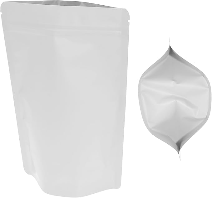 100PCS Smell Proof Resealable Pouch Bags,ULIFESTAR Aluminum Foil Flat Food Storage Bag,Sealable Pcsaging Zipper Pouches with Tear Notches for Pcsaging Lipgloss,Jewelry,etc(14*20cm/5.51*7.87",White)