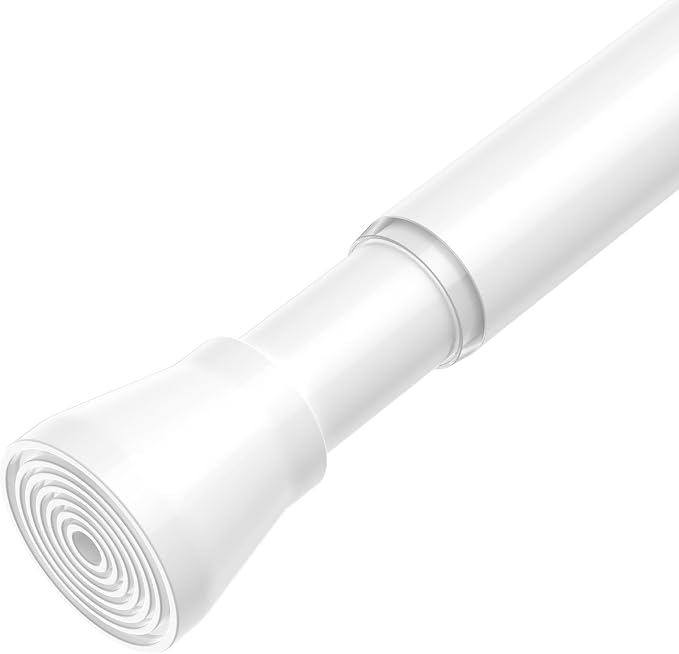 Spring Tension Curtain Rod 45 to 76 Inch 7/8" Diameter No Drilling Adjustable White Curtain Rods for Window Doorway Closet Door Kitchen Bathroom