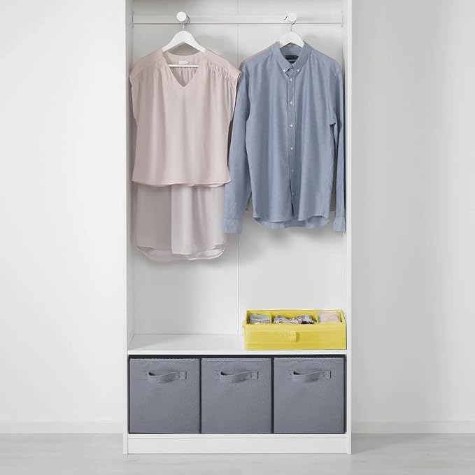 PowerKing Collapsible Storage Cubes, Farbic Storage Bins, Grey, 6 Pack | Sturdy, Lightweight, Easy Pull Handle, Closet & Shelf Organizer, Clothes and Toys Storage, 10.5'' x 11'' x 10.5''