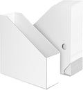 Rempry 12 Pack Magazine File Holders White, Foldable Cardboard Document Organizer Boxes with Labels, Space-Saving Storage for Office, Home, School, 10.2x3.5x10.6 Inchs