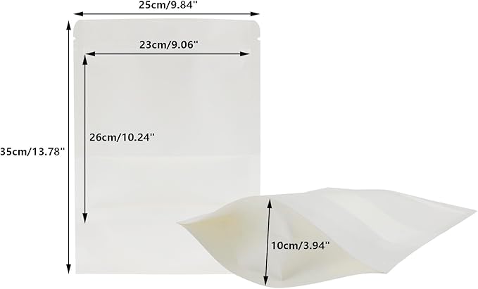 Kraft Paper Zipper Pouches,ULIFESTAR Kraft Stand Up Zip Lock Pouch Bags,100PCS Resealable Bag with Transparent Window and Tear Notch Resealable Bag for Small Business HomeUse,9.8"*13.8"(25*35cm+5cm)