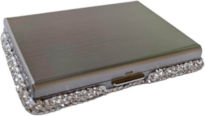 1Pc Card Wallet Card Case Bling Business Card Holder,Half Silver | Fashion,Crystal and Aluminum,Unisex-Adults,Compact Purse,Rhinestone