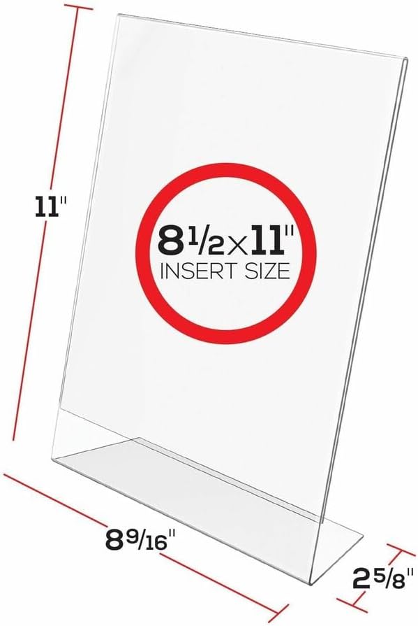 deflecto Classic Image Slanted Sign Holder, Portrait, 8.5 x 11 Insert, Clear