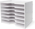 SONGWAY File Organizer for Desk - 7 Tier Wide Document Holder, Letter Mail Tray Storage Rack, A4 Paper Storage Holder, Desktop Organizer for Home Office School, White