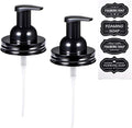 SheeChung 2 Pack Mason Jar Foaming Soap Dispenser Lids for Standard Mouth, Foaming Soap Dispenser Pump Replacement for Hand Sanitizer, Bath Liquid, Facial Cleansing Foam, Makeup Remover Water - Black