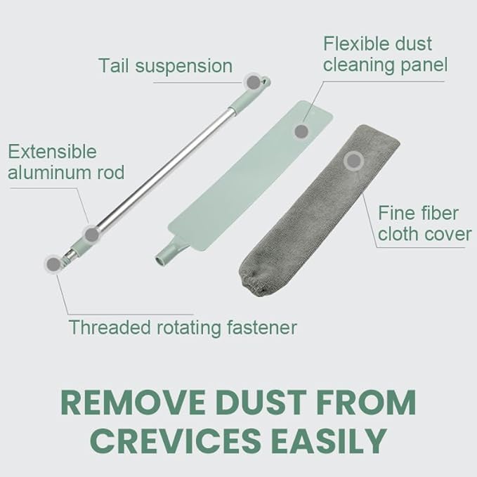Saker Retractable Gap Dust Cleaning Artifact, Telescoping Bendable Microfiber Duster for High Ceilings, Under Furniture & Hard-to-Reach Areas, Washable Extendable Dusting Tool (3 Sets)