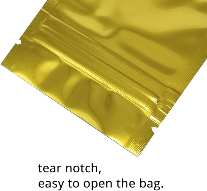 100PCS Customized Mylar Zipper Bags,Clear Front Resealable Packaging Pouches For Food Storage,Single Color Printing for Logo/Text/QR Code (Gold, 6.5 * 9CM/2.6"*3.5"-100PCS-One Color Print)
