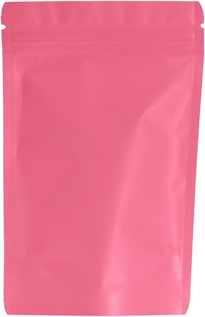 100PCS Smell Proof Resealable Pouch Bags,ULIFESTAR Aluminum Foil Flat Food Storage Bag,Sealable Pcsaging Zipper Pouches with Tear Notches for Pcsaging Lipgloss,Jewelry,etc(10*15cm/3.94*5.91",Pink)