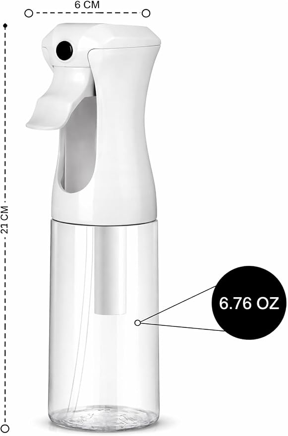 VIGOR PATH Continuous Mist Clear Spray Bottle 200ml Fine Mist for Hair | Ultra Fine Atomizer Leak Proof Ergonomic Construction 360 Refillable