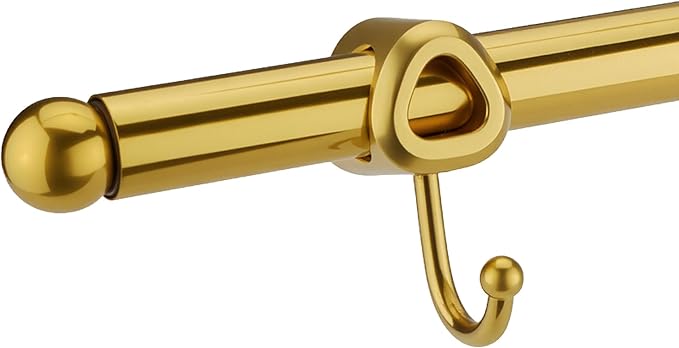 Valet Rod for Closet Pull Out with Hooks, Easy To Install (Brushed Gold, 12 Inch)
