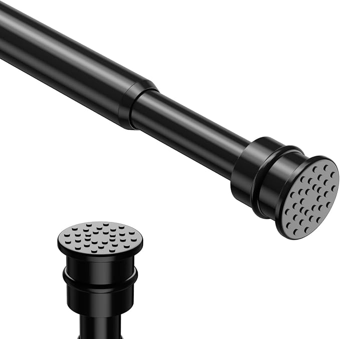 Spring Tension Rods 28-41 Inches No Drill Tension Curtain Rods Black Spring Loaded Curtain Rods Adjustable Small Short Tension Curtain Rod for Window,Kitchen,Doorway,Cupboard,Wardrobe
