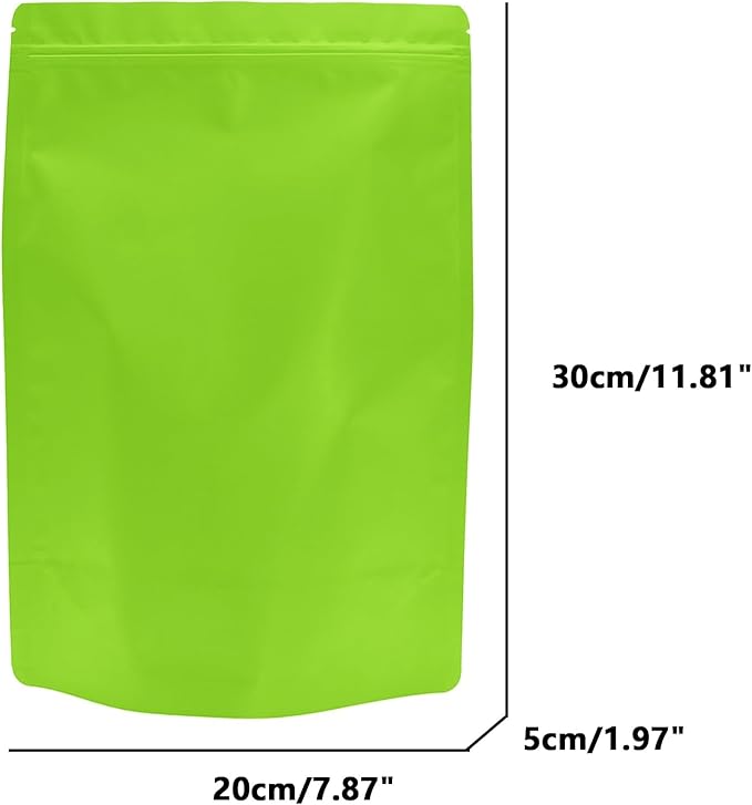 50PCS Smell Proof Resealable Pouch Bags,ULIFESTAR Aluminum Foil Flat Food Storage Bag,Sealable Pcsaging Zipper Pouches with Tear Notches for Pcsaging Lipgloss,Jewelry,etc(20*30cm/7.87*11.81",Green)