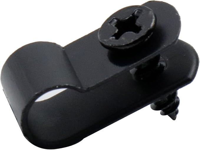 Antrader R Type Cable Clamps,Black Cable Clips for Wire Management,200Pcs | Cable Clamp with Screws,1/4" Clamps Fasteners