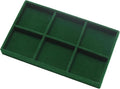 Velvet Jewelry Trays for Drawers, Dark Green Stackable Jewelry Drawer Organizer Inserts, Ring Earring Necklace Bracelet Holder Organizer Storage Display Tray with Removable Dividers, 6 Grids