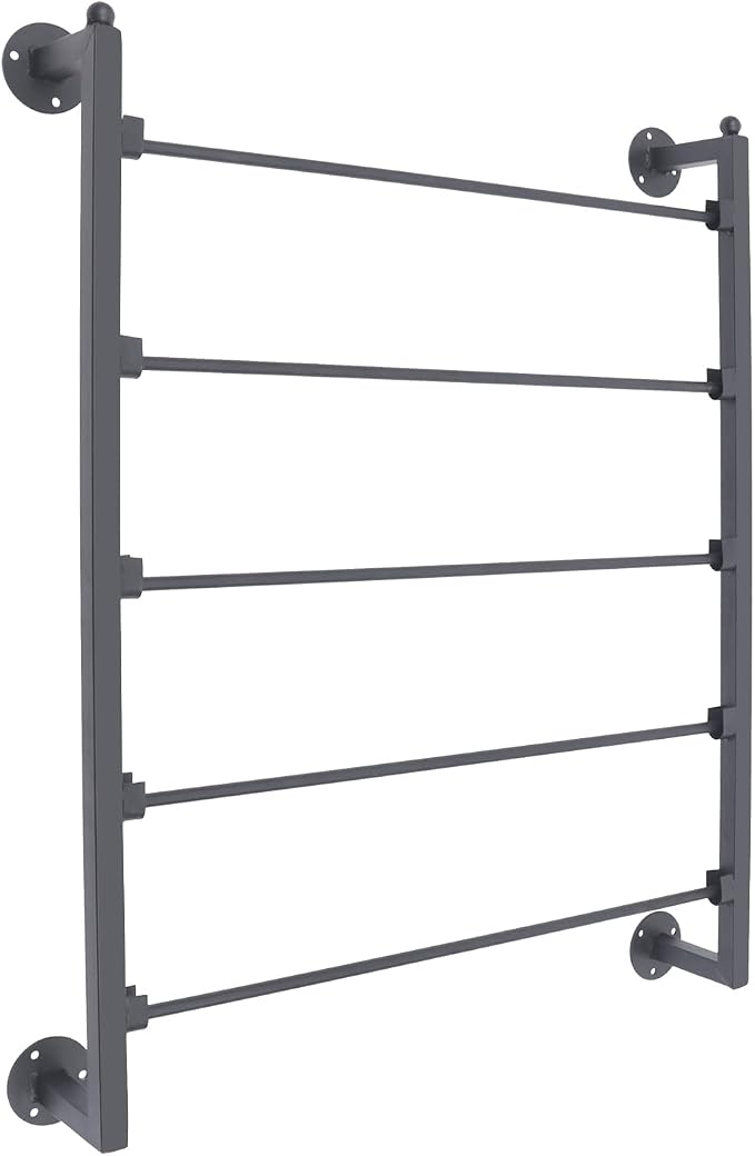 5-Tier Wall Mounted Scarf Rack, Retro Iron Wall Mounted Display Rack Space-Saving Hanging Organizer Multifunctional Metal Holder Organizer for Ties Silk Ribbon Scarves(23.6'' x 3.9'' x 29.5'')