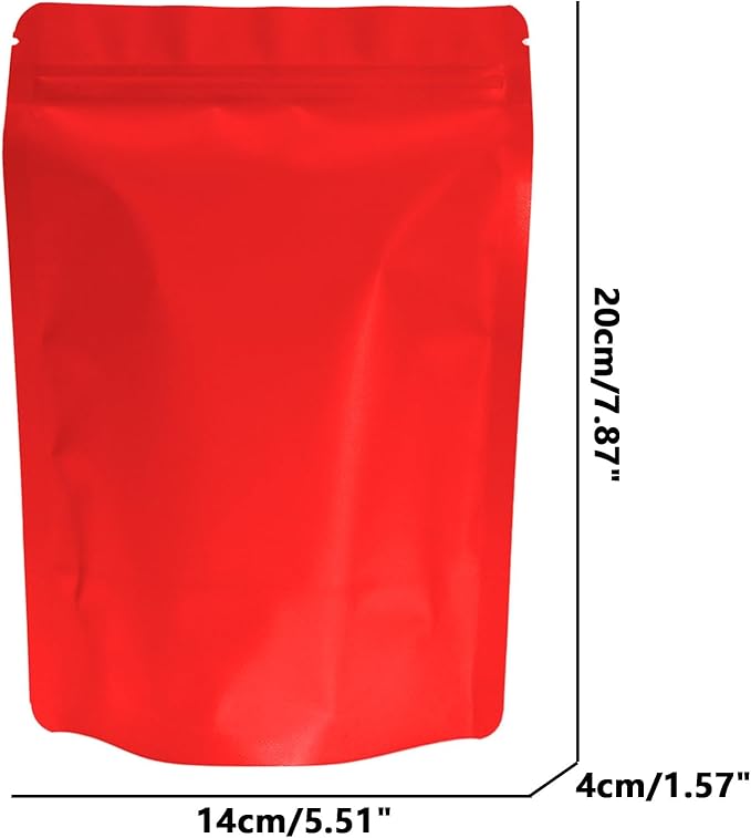 100PCS Smell Proof Resealable Pouch Bags,ULIFESTAR Aluminum Foil Flat Food Storage Bag,Sealable Pcsaging Zipper Pouches with Tear Notches for Pcsaging Lipgloss,Jewelry,etc(14 * 20cm/5.51 * 7.87",Red)